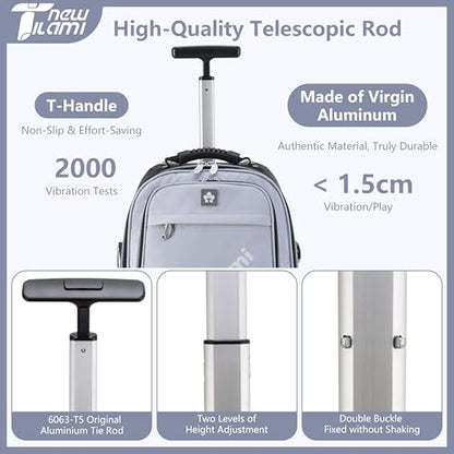 NEW TILAMI 19 Inch Rolling Backpack 4 Spinner Wheels for School Travel Grey - color: Soft Grey