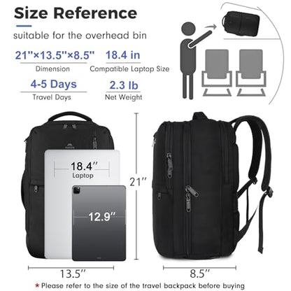 MATEIN Extra Large 45L Travel Backpack, Airline Approved 18 Inch Backpack - color: Black, size: XX-Large