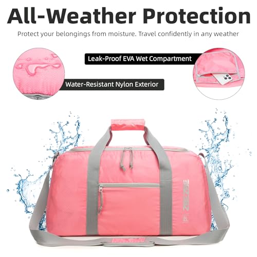 Foldable Travel Bag 85L, Extra Large Duffel for Camping & Trips - color: pink, size: 85L