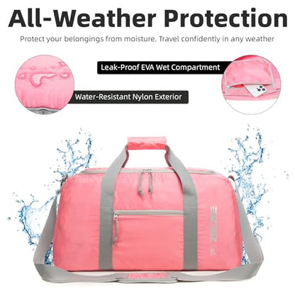 Foldable Travel Bag 85L, Extra Large Duffel for Camping & Trips - color: pink, size: 85L