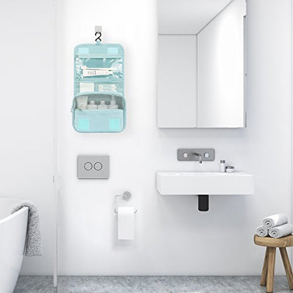 Mossio Hanging Toiletry Bag - Large Cosmetic Makeup Travel Organizer for Men & Women with Sturdy Hook - color: White Cactus