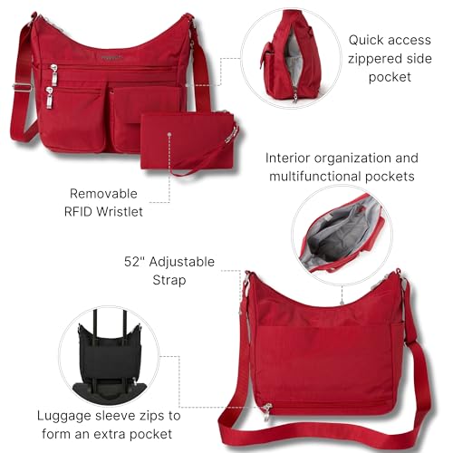 Baggallini womens Everywhere Bagg Crossbody Women 11x9 Lightweight Nylon Hobo Water-resistant Travel Bag W/Rfid - color: Apple