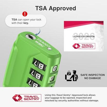 Puroma 2 TSA Approved Luggage Locks 4 Digit Code Cable Lock Basic Green - color: Basic Green