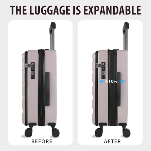 KROSER 20 Inch Airline Approved Carry On Luggage, Top Opening Suitcase - color: Matte Purple/Pink