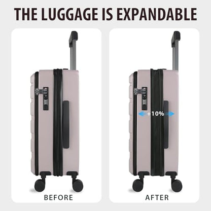 KROSER 20 Inch Airline Approved Carry On Luggage, Top Opening Suitcase - color: Matte Purple/Pink