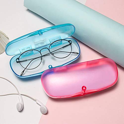 Hard Shell Glasses Cases Plastic Frosted Translucent Eyeglasses Case with Magnetic Closure - color: Blue+pink+gray