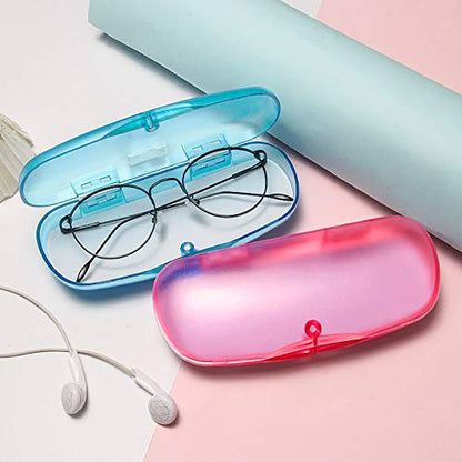 Hard Shell Glasses Cases Plastic Frosted Translucent Eyeglasses Case with Magnetic Closure - color: Blue+pink+gray