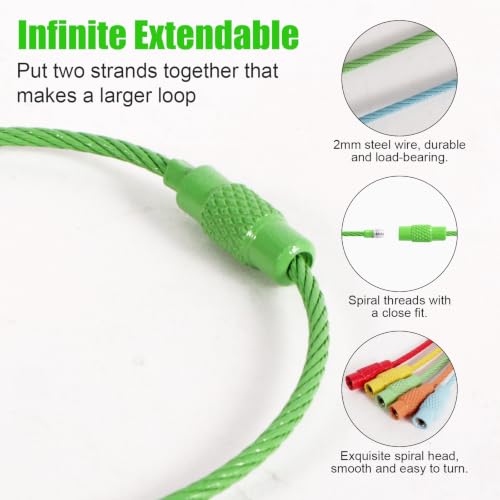 Stainless Steel Wire Keychains Aircraft Cable Cable (20 PCS 5Color) - color: 20 PCS 5Color