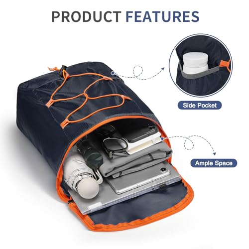 20L Small Hiking Backpack Lightweight Packable Daypack Navy | Foldable Day Pack for Men Women Functional Style Small Outdoor Backpack Waterproof for Travel Camping Mountaineering - color: Navy Blue