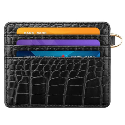 Slim Credit Card Holder Crocodile Wallet Women Thin Wallets - color: A Black