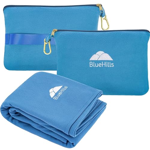 BlueHills Premium Soft Lightweight Travel Blanket Pillow Compact Teal Blue - color: L03-teal