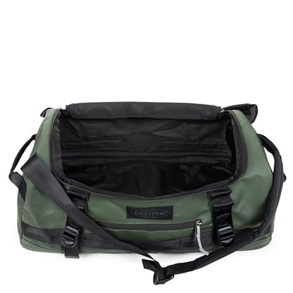 Eastpak Duffel Pack M – 70L Convertible Duffel Bag with Backpack Straps, Weatherproof Design, Multiple Compartments & Gear Loops, Tarp Forest