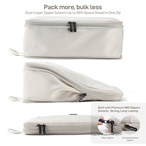 EPICKA TripCozy Compression Packing Cubes, 6 Set, Beige - color: Beige, size: Set of 6