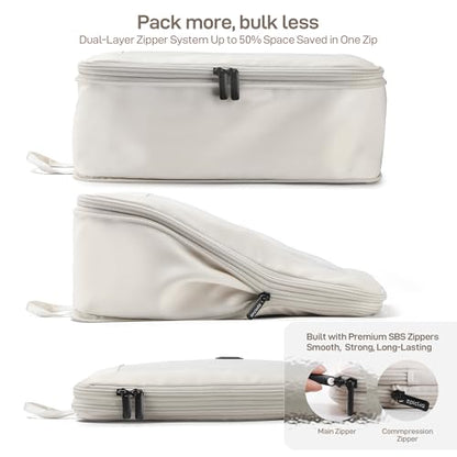 EPICKA TripCozy Compression Packing Cubes, 6 Set, Beige - color: Beige, size: Set of 6
