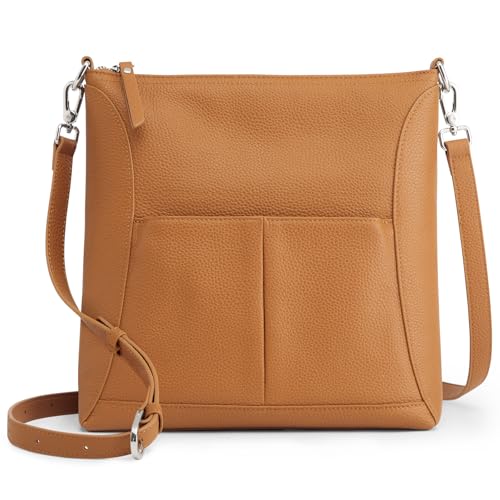 S-ZONE Leather Crossbody Bags for Women RFID Blocking Travel Purse Handbags - color: Brown