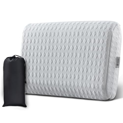Vekkia Camping Pillow, Memory Foam Travel Pillow with Washable Cover,Gray-S - size: Small