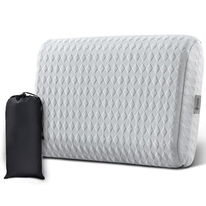 Vekkia Camping Pillow, Memory Foam Travel Pillow with Washable Cover,Gray-S - size: Small
