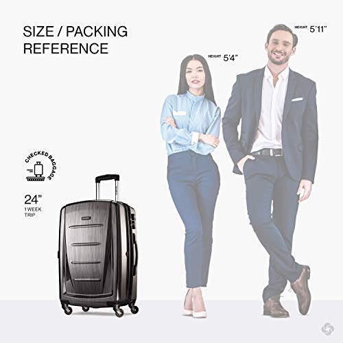 Samsonite Winfield 2 Hardside Expandable Luggage with Spinner Wheels, Charcoal, Checked-Medium 24-Inch - color: Charcoal, size: Checked-Medium Spinner