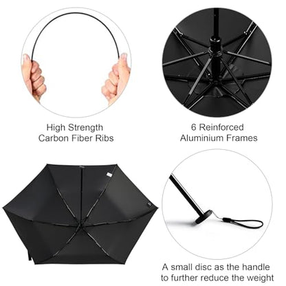 G4Free 43in Mini Travel Carbon Fiber UPF 50+ Compact UV Umbrella - color: Black Plaid