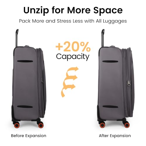 Suitcases w/Wheels 32 inch Luggage,Large Softside Suitcase - color: Grey, size: Checked-Extra Large 32-Inch