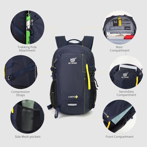 SKYSPER Small Hiking Backpack, 20L/30L Lightweight Travel Backpacks Hiking Daypack for Women Men - color: Lantc20-navyblue, size: 30 l