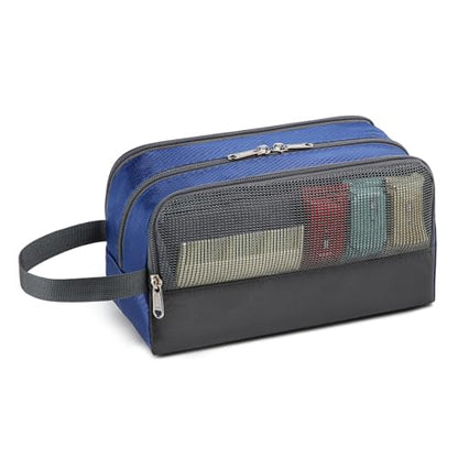 Yeiotsy Toiletry Bag - Travel Dopp Kit with Mesh Pockets, Compact Organizer for Gym, Camping, Hiking (Sapphire) - color: Sapphire