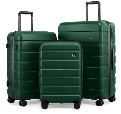 Coolife Luggage Set, Lightweight Durable Hardshell, 3 piece, Reed Green - color: Reed Green