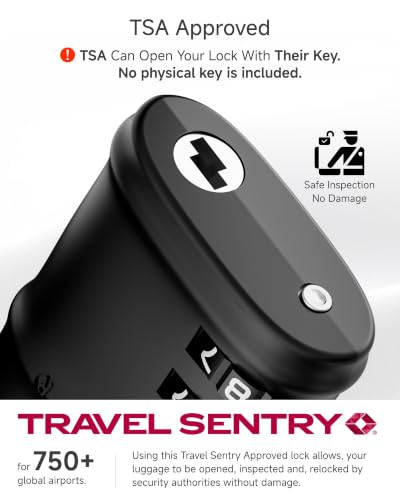 LUGGEX TSA Locks for Luggage, Luggage Locks TSA Approved,Charcoal Black, 4 - color: Charcoal Black