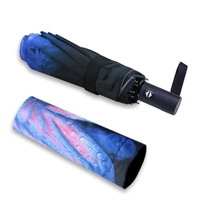 NPCQUN Travel Essentials Umbrella Windproof Compact Collapsible Light, Automatic, Strong and Portable, Wind Resistant Folding Small Umbrella for Rain - color: Lucite