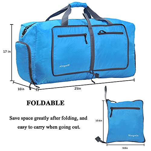 Woogwin Travel Duffel Bag Large Foldable Waterproof Overnight Bag for Beach Swim Bags Pool Sports Gym - color: 60L Blue