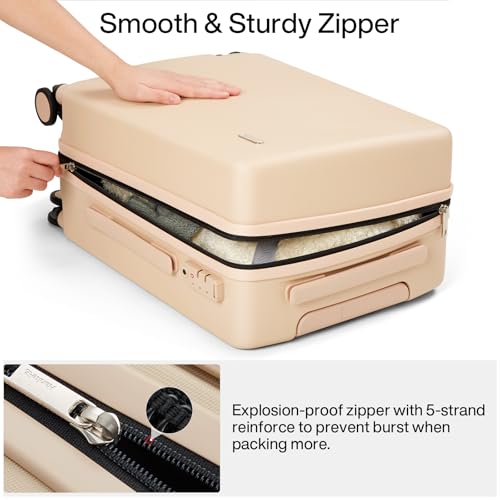 Hanke Hard Shell Luggage Sets 3 Pieces, 16/24/28 Inch Travel Suitcase - color: Cuba Sand, size: 16+24+28 Inch