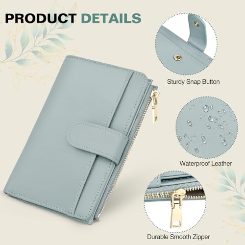 RFID Passport Holder for Travel, Leather Passport Cover Travel Wallet - color: Light Blue
