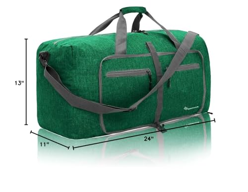 Dimayar 65L Foldable Duffle Bag, Travel & Weekender, Overnight, Gym - color: Forest Green, size: 65L