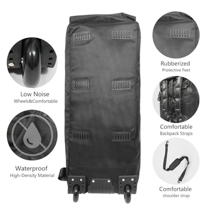 80L Rolling Travel Duffle Bag with Wheels, Black - color: Black