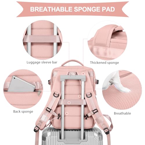 coowoz Carry On Backpack Women Men Travel Backpack Airline Approved Laptop Backpack Sport Rucksack - color: B-pink