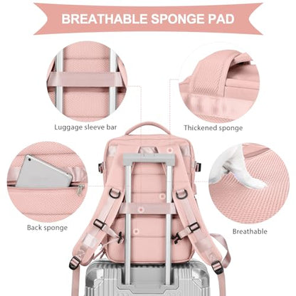 coowoz Carry On Backpack Women Men Travel Backpack Airline Approved Laptop Backpack Sport Rucksack - color: B-pink