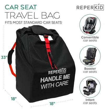 Car Seat Travel Bag for Airplane, Backpack Straps, Fits Most Car Seats - color: Black with Red