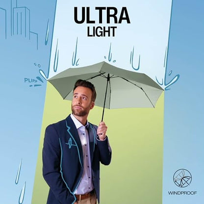 Knirps US.050 Ultra Light Pocket Size Manual Rain Umbrella with Carrying Case - color: Black UV Protection