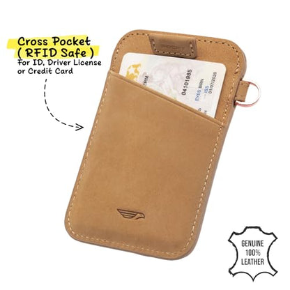 POCKT Elastic Card Holder Wallet for Women and Men, Genuine Leather Slim RFID Blocking Front Pocket Credit Card Holder, Cute Small Minimalist Wallet | Pink Plaid - color: Pink Plaid