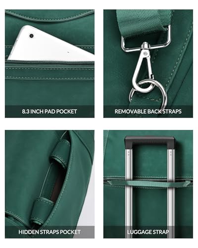 Laptop Bag for Women 15.6 inch Leather Backpack Purse - color: Green