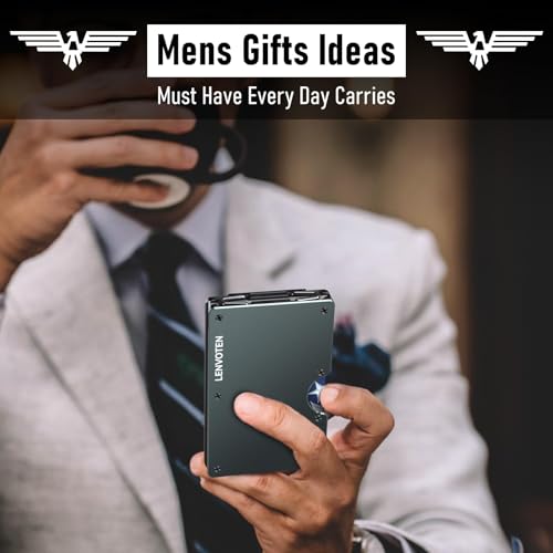 Lenvoten Upgraded Hinged Minimalist Wallet for Men, RFID Blocking Wallet - color: S4-Matte Grey