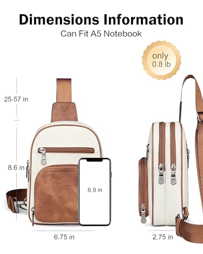 FADEON Sling Bags for Women Crossbody Bag, Designer PU Leather Sling Purse - color: Beige Brown, size: Small