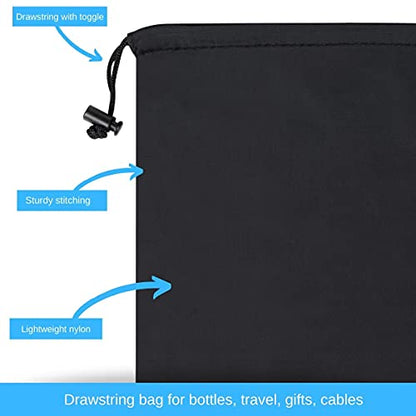 Drawstring Bag - UltraLight Nylon Cinch and Ditty Pouch For Home, Office, Outdoor (5 pack, Black) (Black, 9 x 12 inch) - size: 9 x 12 inch