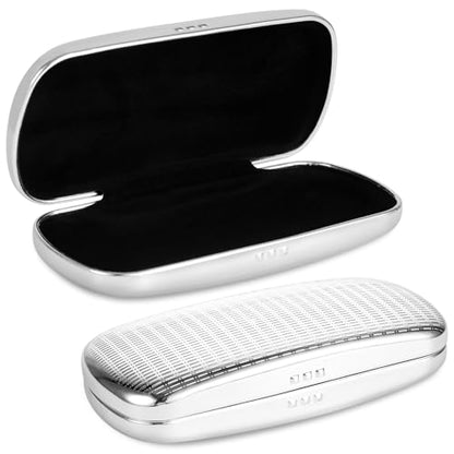 Hifot Metal Eyeglass Case Hard Shell, Aluminum Spectacles Box Sunglasses Case for Men Women, Reading Glasses Holder - color: Silver
