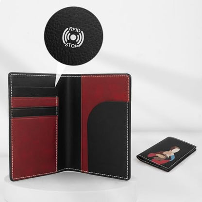 Lychii RFID-blocking Passport Holder Cover, Slim PU Leather Passport Wallet - color: Black/Red