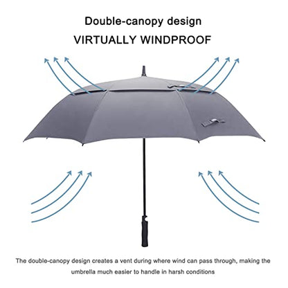 G4Free 47/54/62/68/72 Inch Golf Umbrella Windproof Auto Open Large Umbrella - color: Grey, size: 68 inch