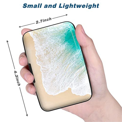 Credit Card Holder, Mini Aluminum Card Wallet RFID Blocking Slim Metal Hard Card Case for Women Men, Beach - color: Beach