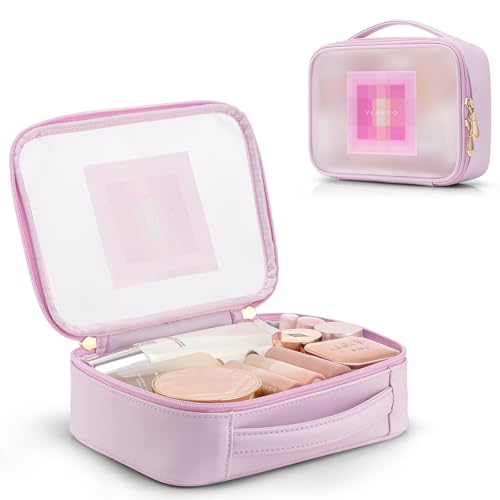 VLANDO Clear Travel Makeup Bag,Toiletry Bag for Women Girl,Pink - color: Large-Clear pink
