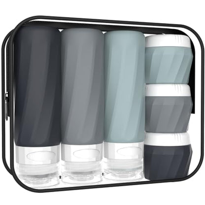 6Pcs Travel Bottles for Toiletries, Silicone Travel Size Containers Set - color: GRAY
