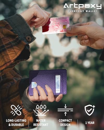 Artpaxy 남성 및 여성용 슬림 지갑, 여행용 미니멀리스트 전면 포켓 카드 홀더, RFID 차단, 신분증, 현금 및 신용 카드용 방수 나일론 지갑, 딥 퍼플, 미니멀리스트 - color: 딥 퍼플